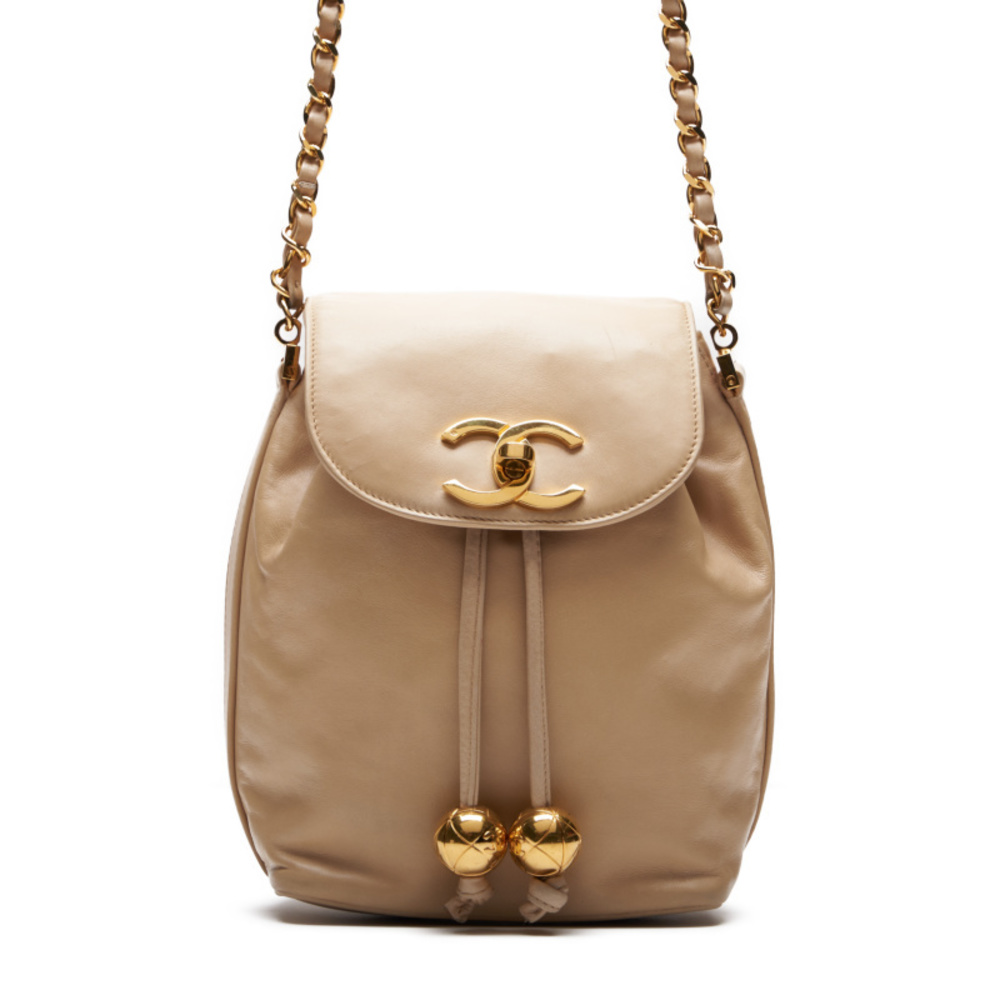 Chanel Coco Mark Round Flap Chain Lambskin Beige